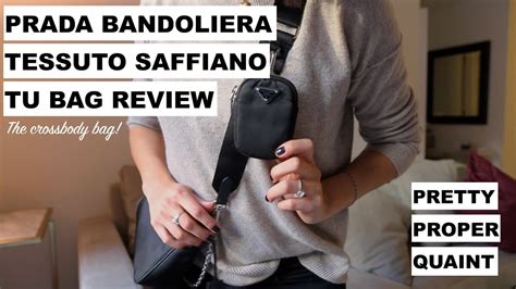 prada bandoliera tessuto saffiano|Prada bandoliera saffiano review.